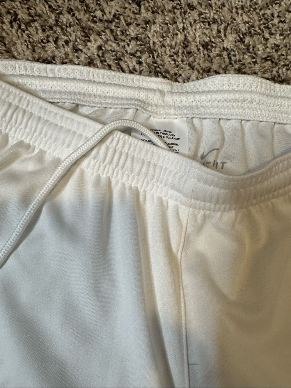 Women’s Large Nike White Shorts with Black Swoosh and Side Stripe - Picture 4 of 8